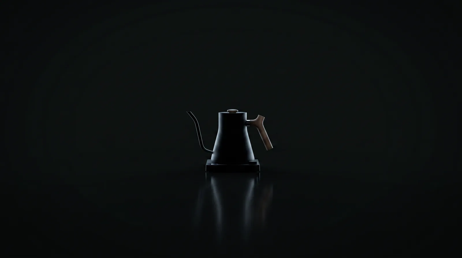 Precision Gooseneck Pour Over Kettle — gooseneck pour-over kettle, resting in the dark